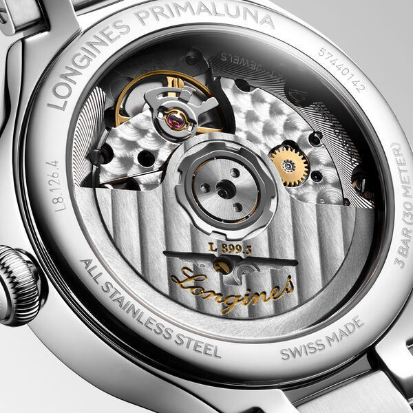 PrimaLuna 34 mm phase de lune automatique en acier inoxydable et diamants